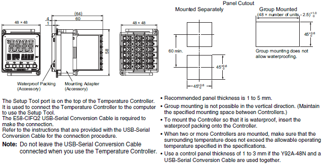 E5CC-T Dimensions 2 