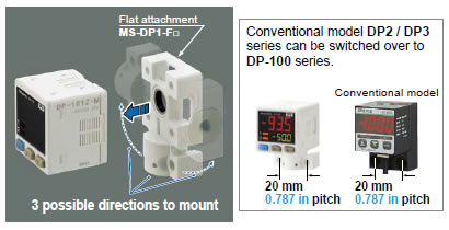 Flat installation on the wall by shifting the direction of the pressure port