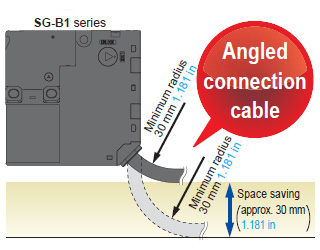 Space saving design with angled connection cable